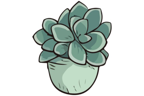 Stylized Illustration of a Green Cactus in a Pot