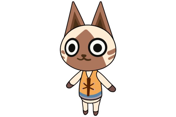 An Adorable Cartoon Cat with a Vest and Big Eyes