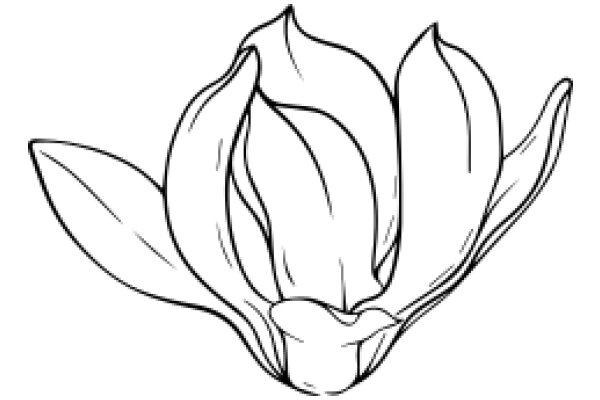 Stylized Line Drawing of a Flower with Petals and Stem