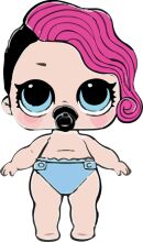 Adorable Cartoon Character with Pink Hair and Blue Swimsuit