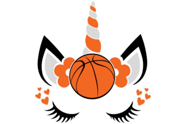 Whimsical Basketball-Themed Logo with Eyes and Eyelashes