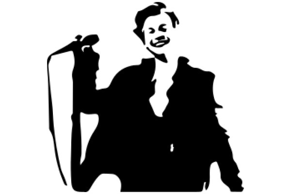 Silhouette of a Singer with a Microphone