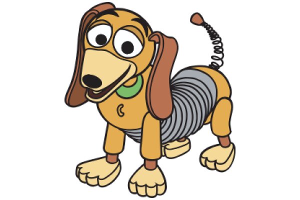 A Playful Cartoon of a Dog with a Curly Tail