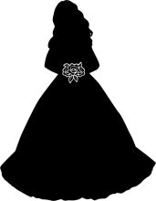 Silhouette of a Gown with a Flower Brooch