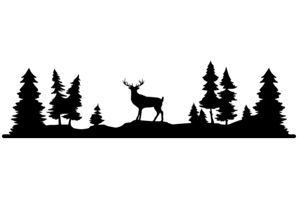 Silhouette of a Deer in a Forest Scene