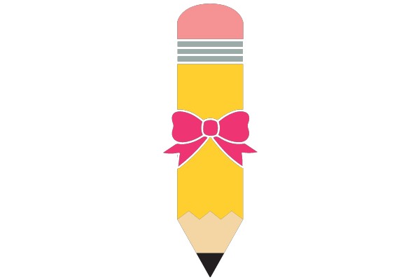 A Vibrant Pencil with a Pink Bow, Ready for Writing