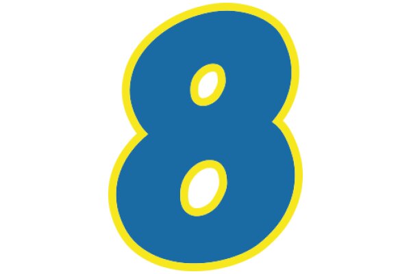 Vibrant Blue Number Eight with a Yellow Center