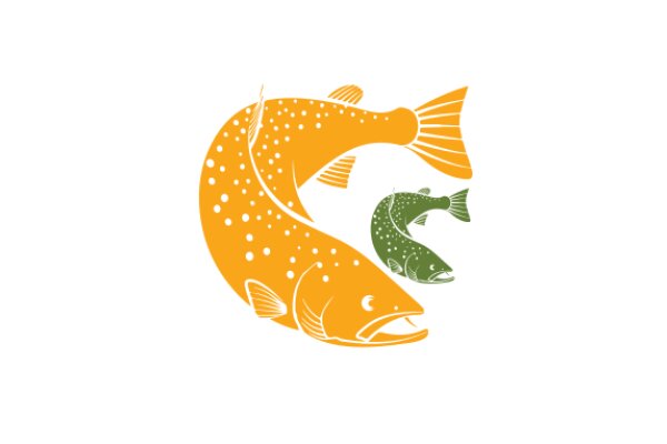 A Playful Illustration of Two Fish in a White Background