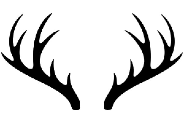 Stylized Black Deer Antlers on White Background