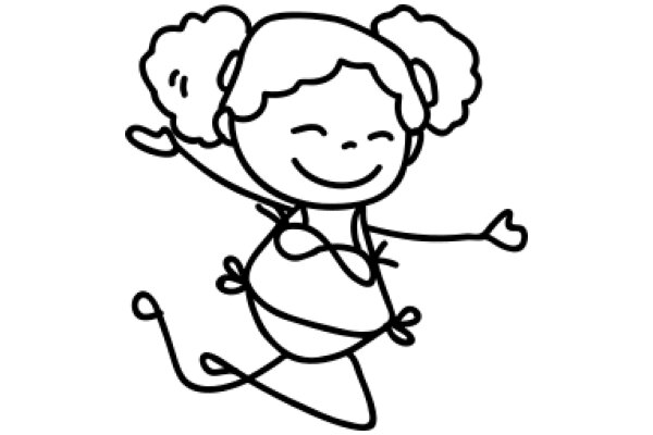 A Whimsical Drawing of a Girl with Pigtails and a Heart-Shaped Cloud