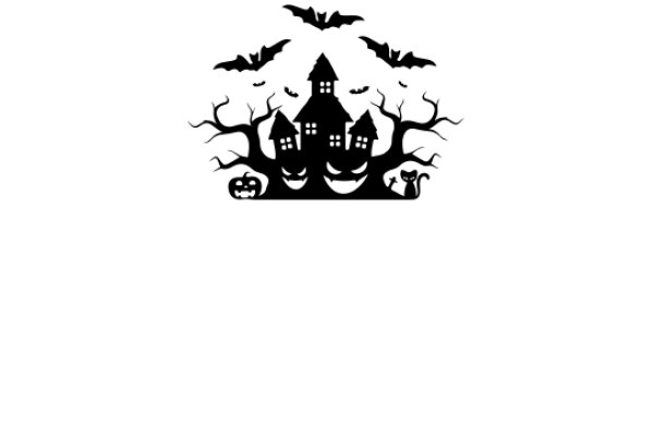 Halloween Silhouette: A Spooky Scene of Bats, Houses, and Pumpkins