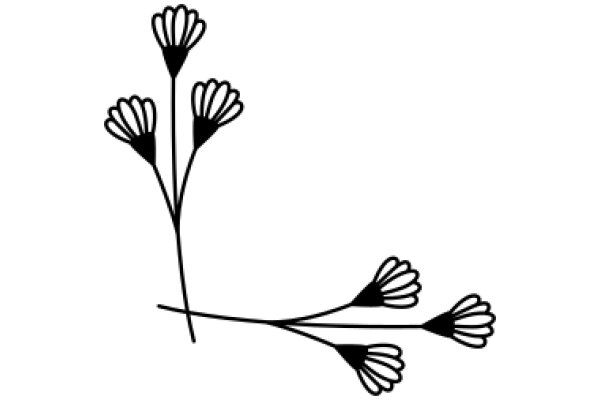 Simplistic Line Art of a Flower with Five Petals