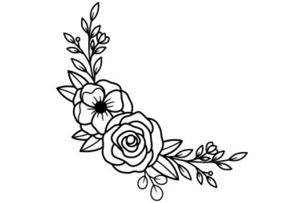 Elegant Floral Design: A Line Art