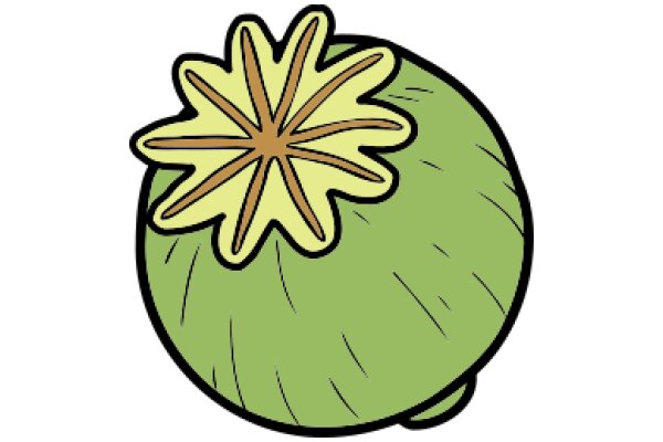 A Stylized Illustration of a Fruit with a Flower-like Top