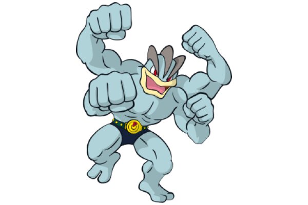 Pokémon-Inspired Art: A Blue, Muscular Pokémon Character