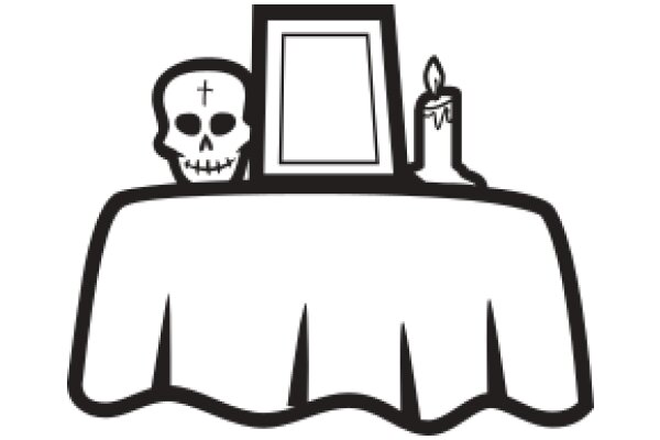 A Silhouette of a Skull and a Candle on a Table