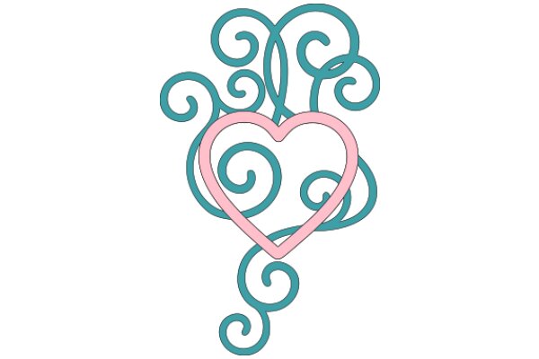 Stylized Heart Design with Swirling Patterns