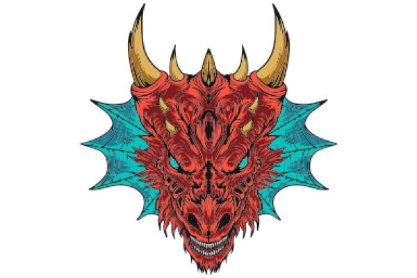 Vivid Illustration of a Fierce Red Dragon with Horns and Spikes