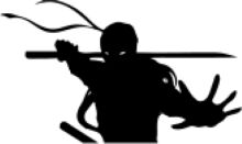 A Silhouette of a Person with a Stick, Set Against a White Background