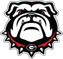 Stylized Bulldog Logo with Red and Black Accents