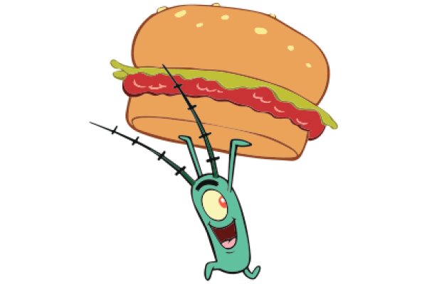 A Delightful Dilemma: A Cartoon Character's Adventure with a Giant Hamburger