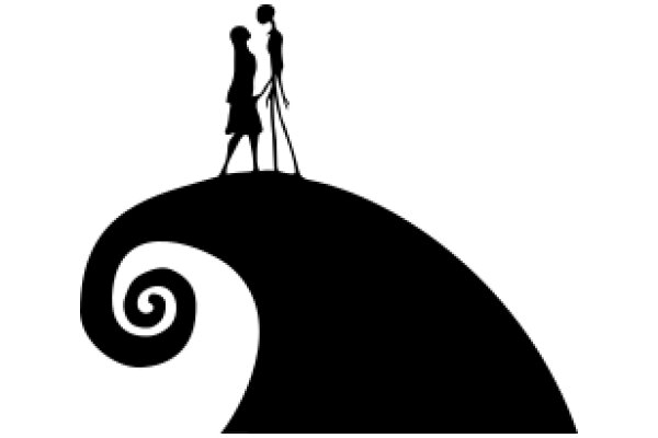 Silhouette of a Couple on a Swirling Hilltop