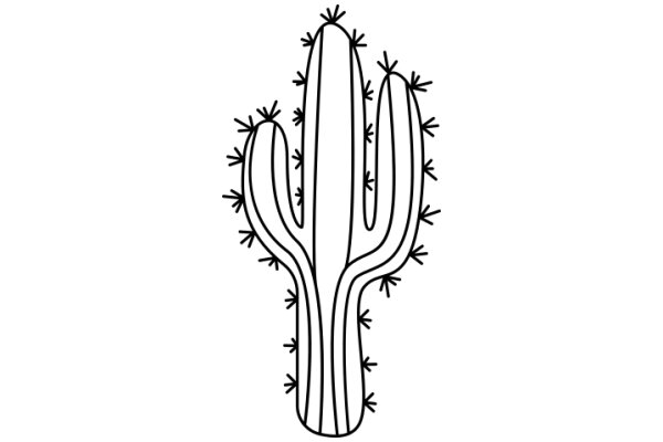 Simplistic Line Drawing of a Cactus