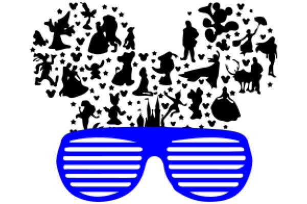 A Whimsical Scene of Silhouetted Figures and Sunglasses