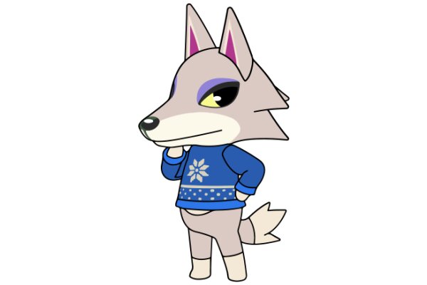 A Cute Cartoon Wolf in a Cozy Sweater