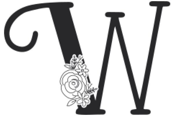 Stylized Letter 'W' with Floral Design