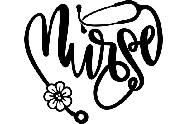 Stylized Nurse Logo with Flower and Stethoscope