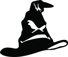 Silhouette of a Wizard's Hat and Bird Emblem