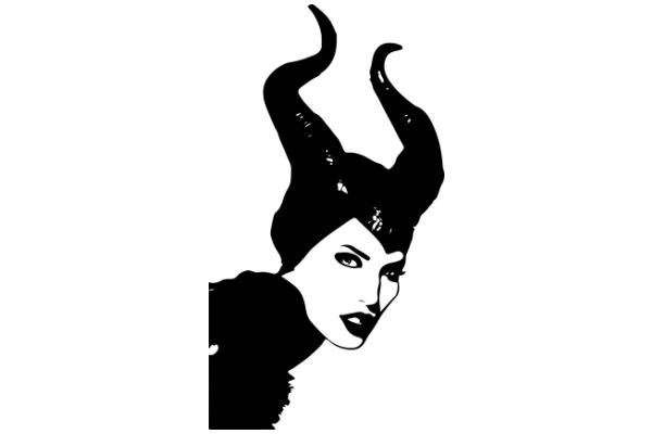 Stylish Illustration of a Woman with Horns and a Mask