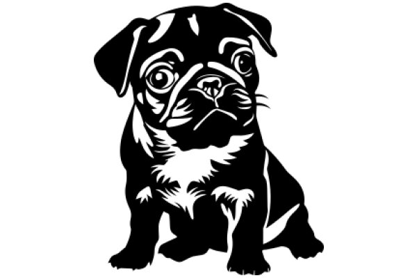 A Silhouette of a Pug Dog, Capturing Its Eyes and Expression