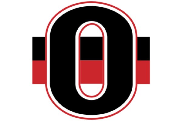 Stylized Letter 'O' with Red and Black Accents