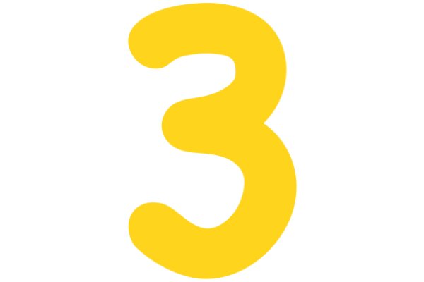 Simplistic Yellow Number Three