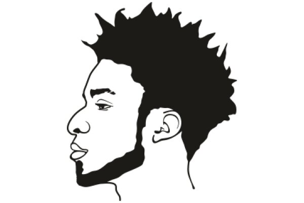 Silhouette of a Man with a Beard and Spiky Hair