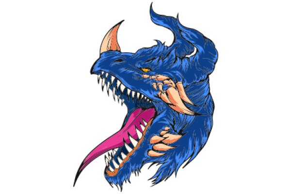 Vivid Illustration of a Blue Dragon with a Pink Tongue