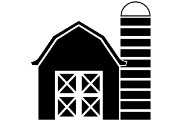 Simplistic Icon of a Barn and Silo