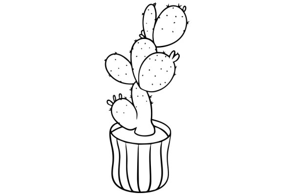 A Whimsical Drawing of a Cactus in a Cupcake Pot