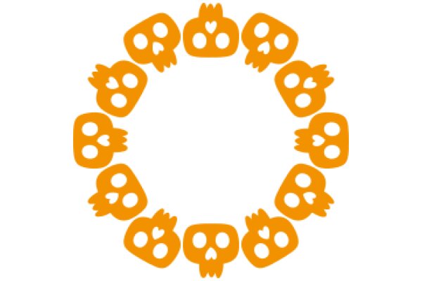 Vibrant Orange Skulls Forming a Circle