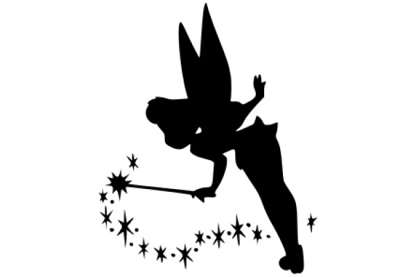 Silhouette of a Fairy with a Wand and Stars