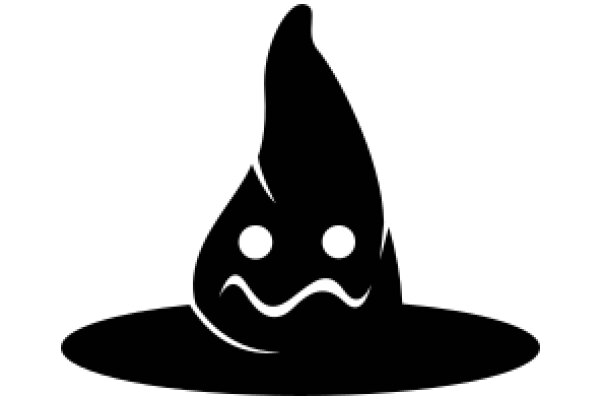 Whimsical Black Silhouette of a Smiling Cone-Shaped Creature