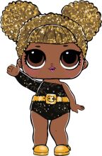 Stylish Cartoon Character in a Swimsuit with Gold Bubbles