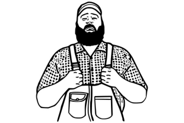 A Cartoon of a Bearded Man in Overalls, Holding a Tool