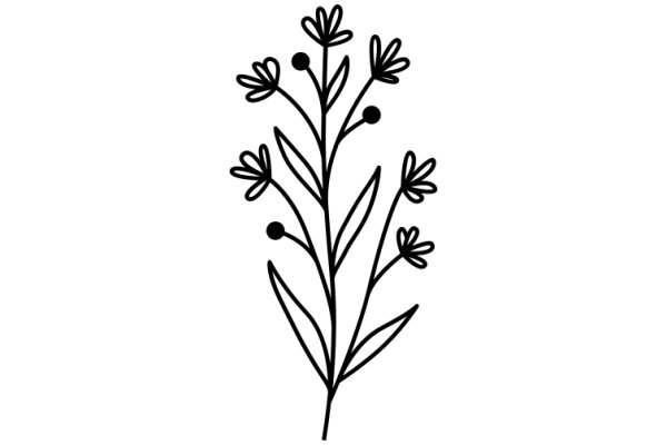 Simplistic Line Drawing of a Flowering Plant