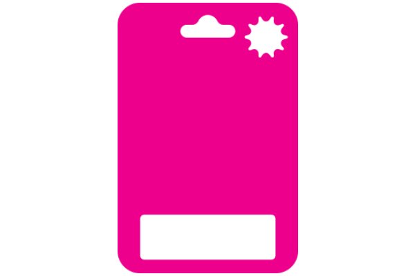 A Vibrant Pink Icon with a White Rectangle and a Sunburst Symbol