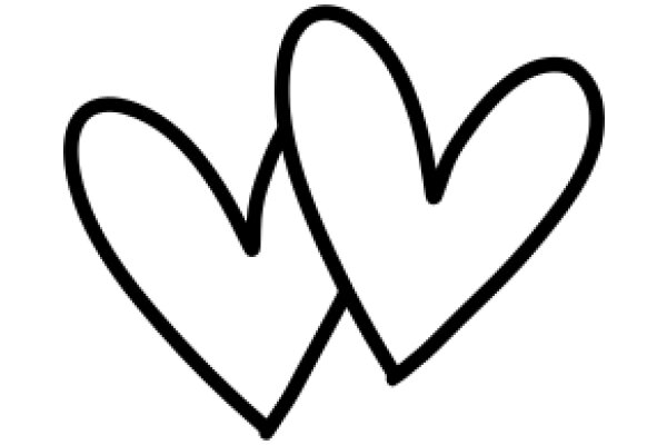 Simplistic Line Drawing of Two Hearts