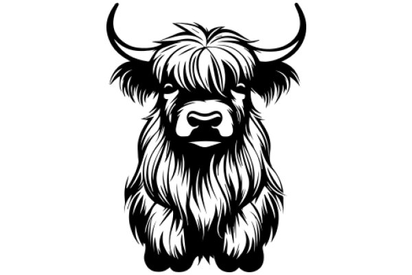 Stylized Illustration of a Highland Cow