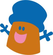 A Friendly AI Character with a Blue Hat and Pink Tongue